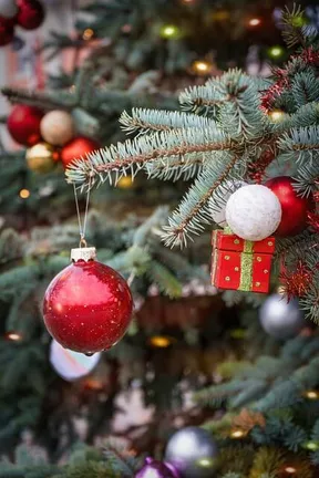 Boules de Noël accrochées au sapin